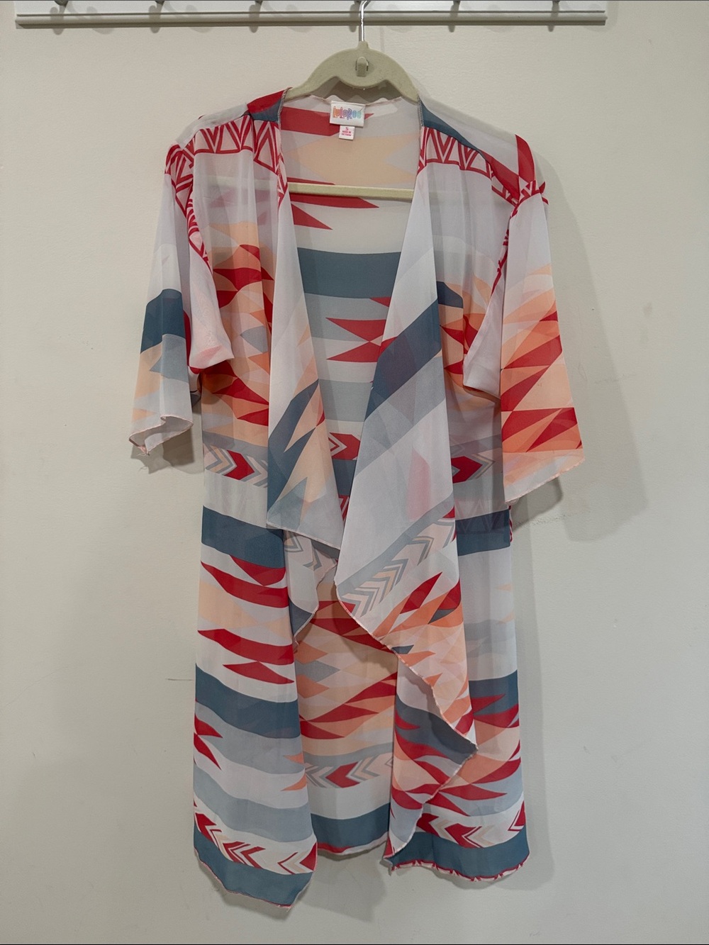 LuLaRoe Lightweight Duster Cardigan in White, Red, Blue, Peach
